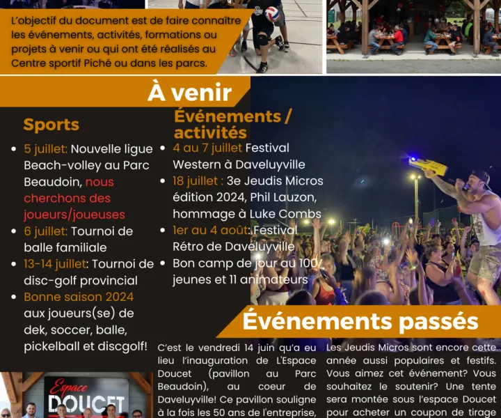Nouvelles du Centre sportif Piché