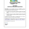 Avis public - Adoption des règlements 100 et 101