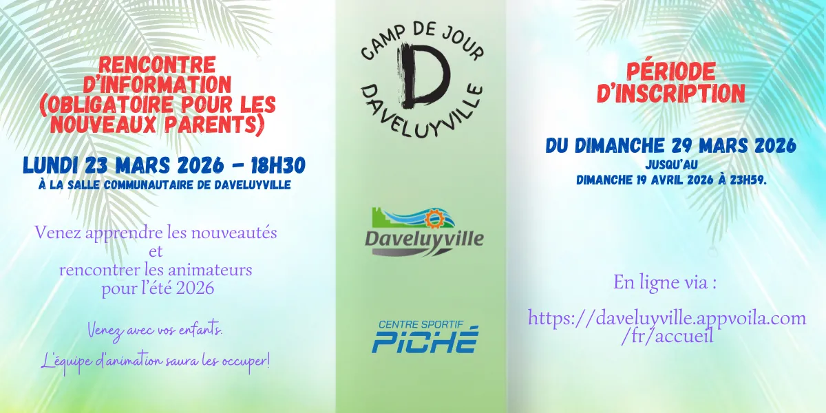Dates importantes du camp de jour 2026
