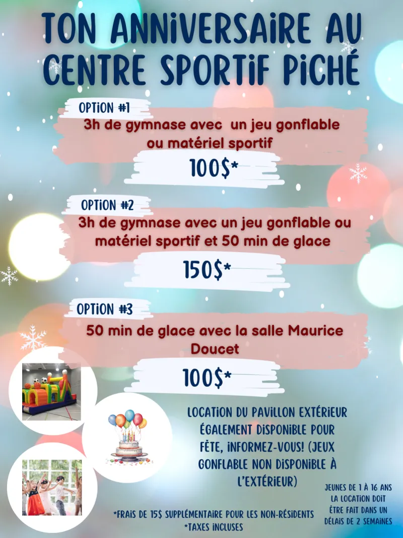 Affiche pour anniversaire au centre sportif