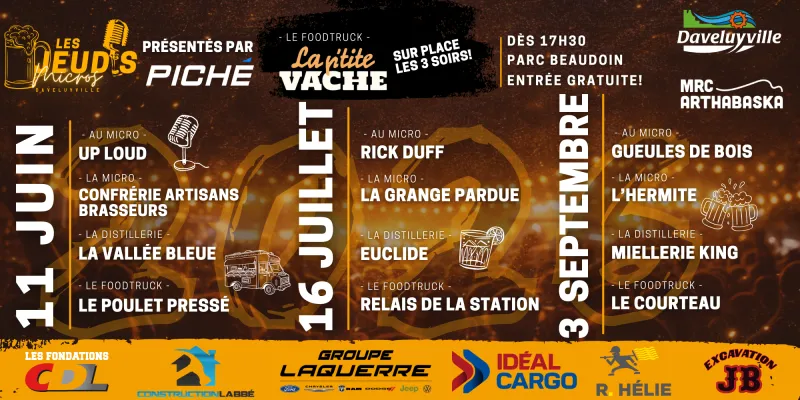 Affiche officielle des Jeudis Micros 2026 au parc Beaudoin