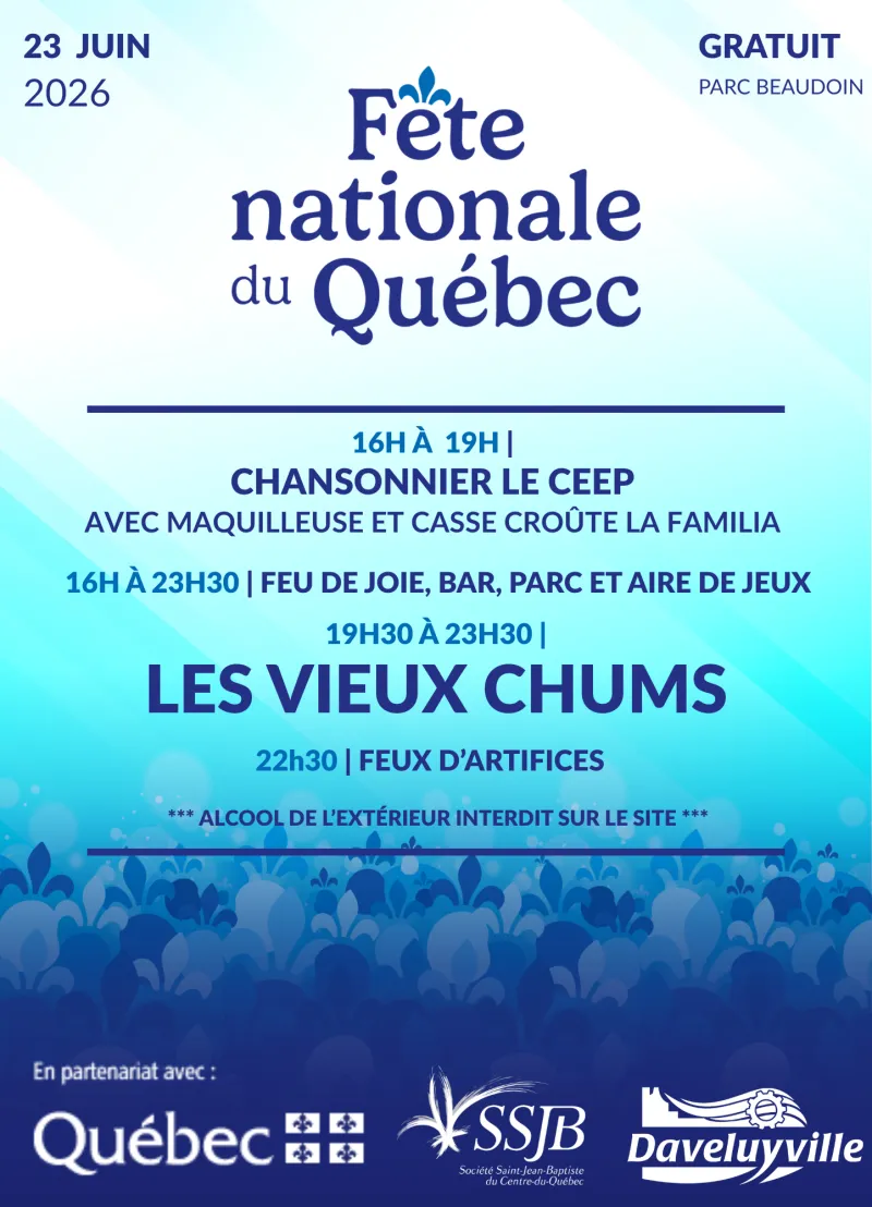 Programmation de la Fête nationale du Québec 2026 à Daveluyville