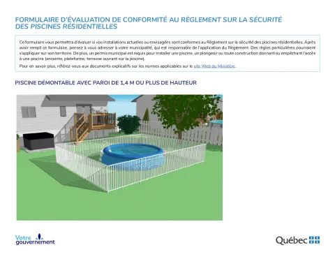 Autoévaluation piscine démontable parois de 1,4m ou plus