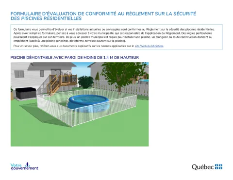 Autoévaluation piscine démontable parois de moins de 1,4m