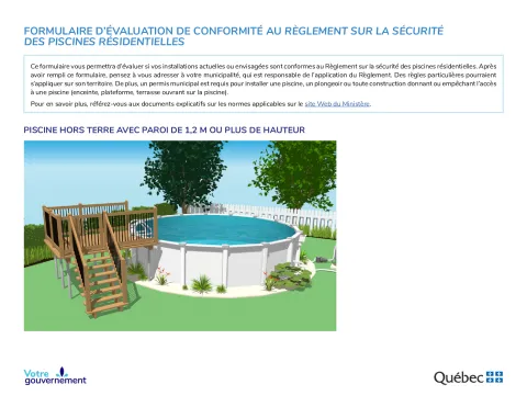 Autoévaluation piscine hors terre parois de 1,2m ou plus