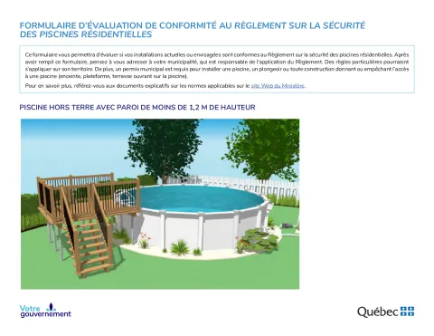 Autoévaluation piscine hors terre parois moins de 1,2m