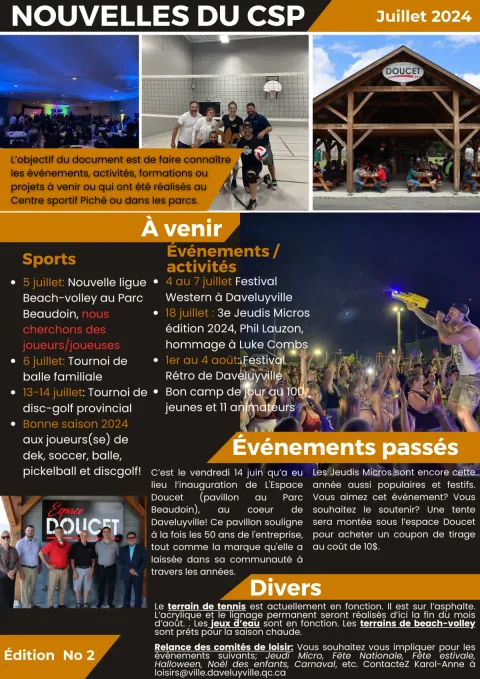Nouvelles du Centre sportif Piché